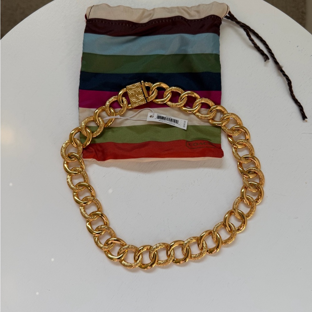 Gold Coach Chunky Chain Necklace with Signature Clasp